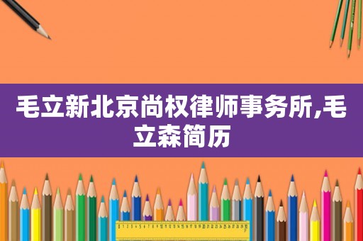 毛立新北京尚權(quán)律師事務(wù)所,毛立森簡(jiǎn)歷
