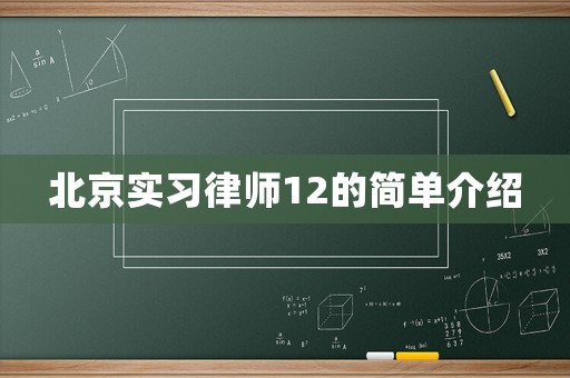 北京實習律師12的簡單介紹