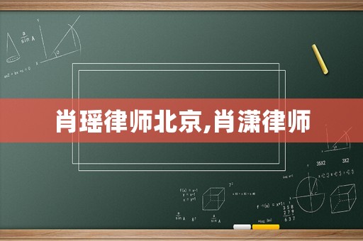 肖瑤律師北京,肖瀟律師