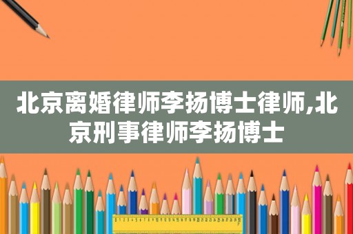 北京離婚律師李揚(yáng)博士律師,北京刑事律師李揚(yáng)博士