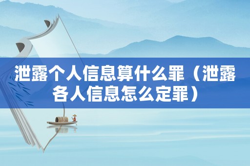 泄露個人信息算什么罪（泄露各人信息怎么定罪）