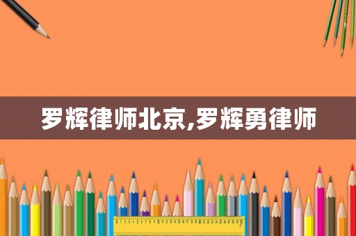 羅輝律師北京,羅輝勇律師