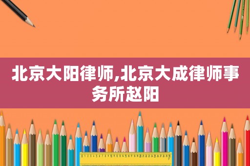 北京大陽律師,北京大成律師事務所趙陽