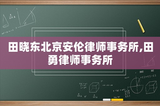 田曉東北京安倫律師事務所,田勇律師事務所