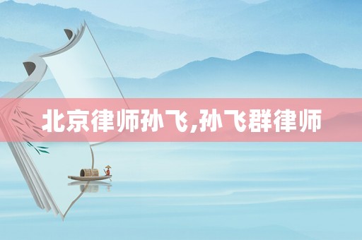 北京律師孫飛,孫飛群律師