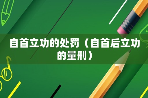 自首立功的處罰（自首后立功的量刑）