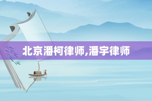 北京潘柯律師,潘宇律師