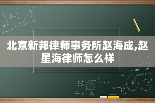 北京新邦律師事務所趙海成,趙星海律師怎么樣