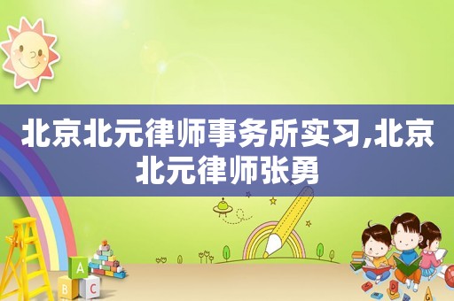 北京北元律師事務所實習,北京北元律師張勇