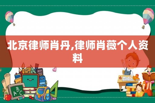 北京律師肖丹,律師肖薇個人資料