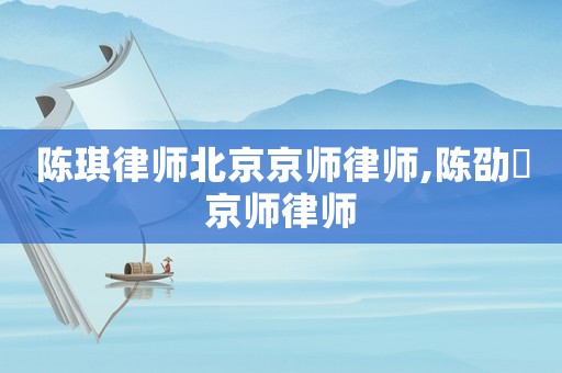 陳琪律師北京京師律師,陳劭翀京師律師