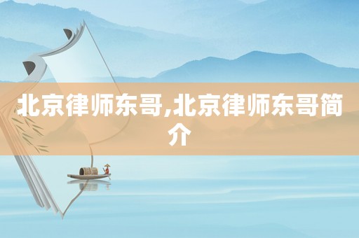 北京律師東哥,北京律師東哥簡介