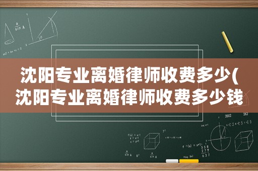 沈陽專業離婚律師收費多少(沈陽專業離婚律師收費多少錢一個月)