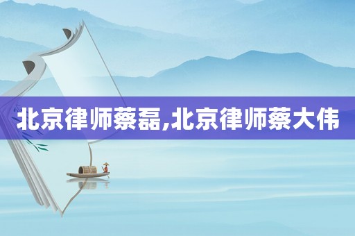 北京律師蔡磊,北京律師蔡大偉