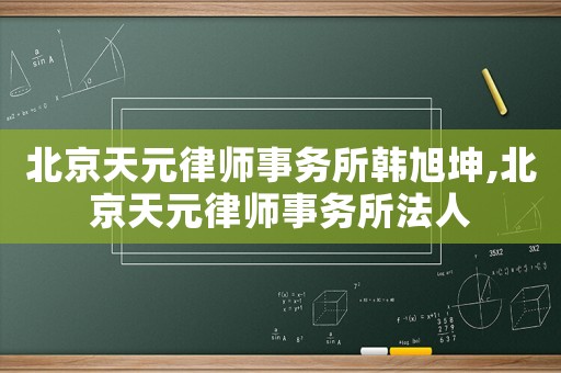 北京天元律師事務所韓旭坤,北京天元律師事務所法人