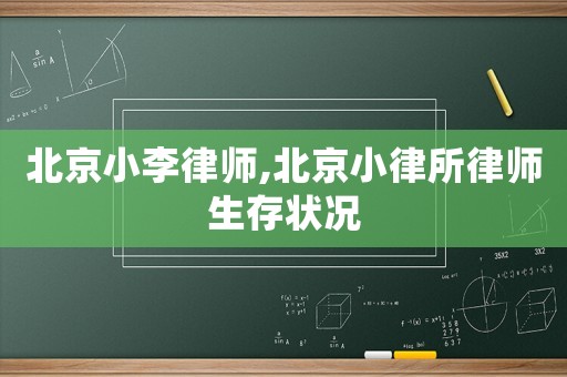 北京小李律師,北京小律所律師生存狀況
