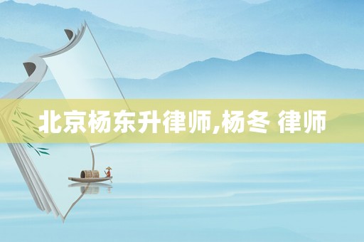 北京楊東升律師,楊冬 律師