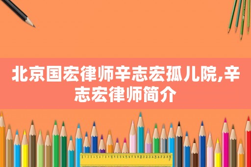 北京國宏律師辛志宏孤兒院,辛志宏律師簡介