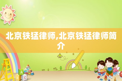 北京鐵猛律師,北京鐵猛律師簡(jiǎn)介