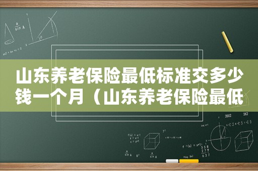 山東養老保險最低標準交多少錢一個月（山東養老保險最低標準）
