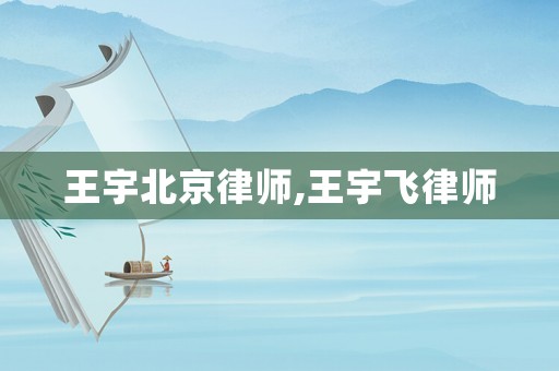王宇北京律師,王宇飛律師