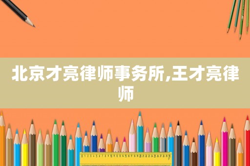 北京才亮律師事務所,王才亮律師