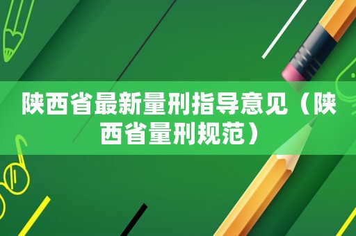 陜西省最新量刑指導意見（陜西省量刑規范）