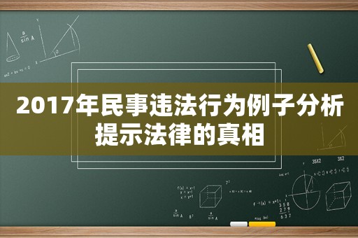 2017年民事違法行為例子分析提示法律的真相