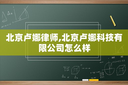 北京盧娜律師,北京盧娜科技有限公司怎么樣