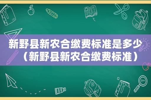 新野縣新農合繳費標準是多少（新野縣新農合繳費標準）