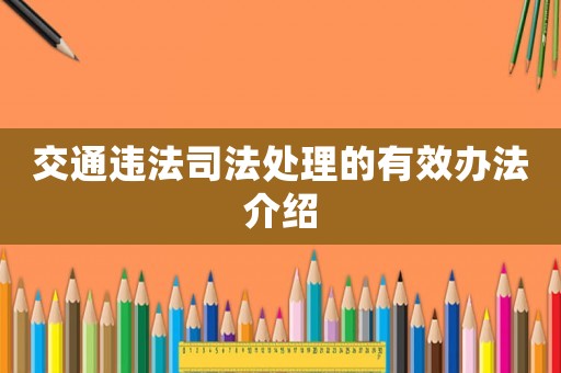 交通違法司法處理的有效辦法介紹