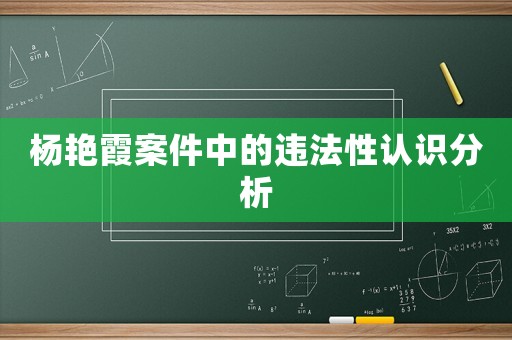 楊艷霞案件中的違法性認識分析