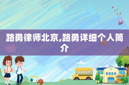 路勇律師北京,路勇詳細個人簡介