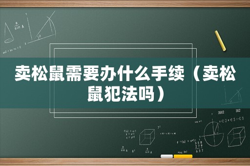 賣松鼠需要辦什么手續（賣松鼠犯法嗎）