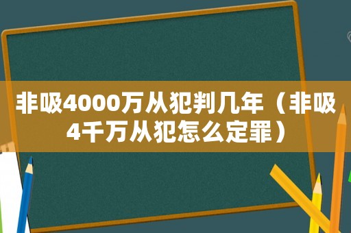 非吸4000萬從犯判幾年（非吸4千萬從犯怎么定罪）