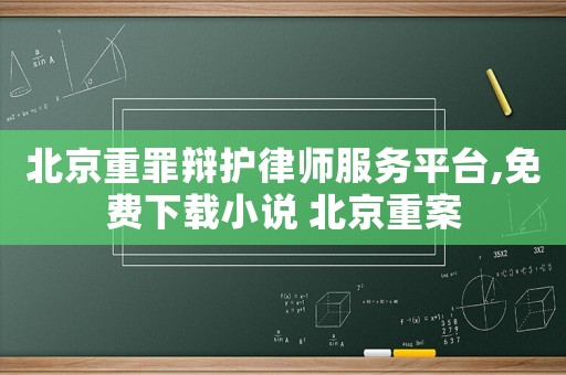 北京重罪辯護(hù)律師服務(wù)平臺(tái),免費(fèi)下載小說(shuō) 北京重案