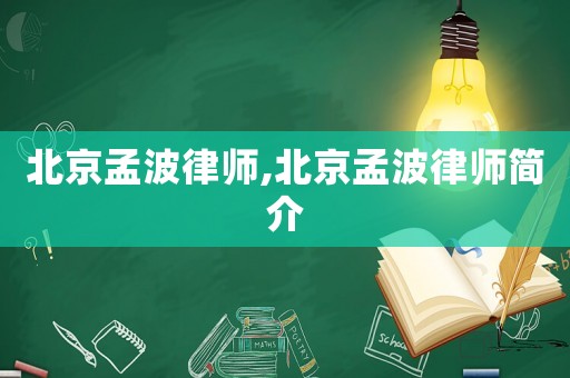 北京孟波律師,北京孟波律師簡介