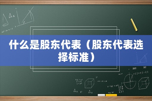 什么是股東代表（股東代表選擇標準）
