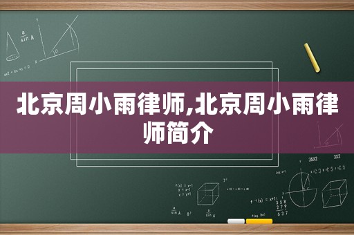 北京周小雨律師,北京周小雨律師簡介