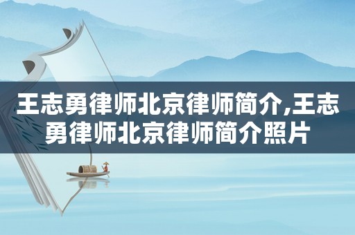 王志勇律師北京律師簡介,王志勇律師北京律師簡介照片