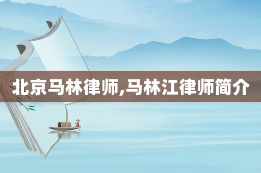 北京馬林律師,馬林江律師簡介