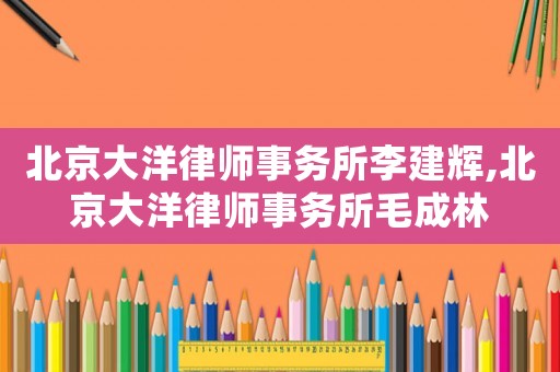 北京大洋律師事務所李建輝,北京大洋律師事務所毛成林