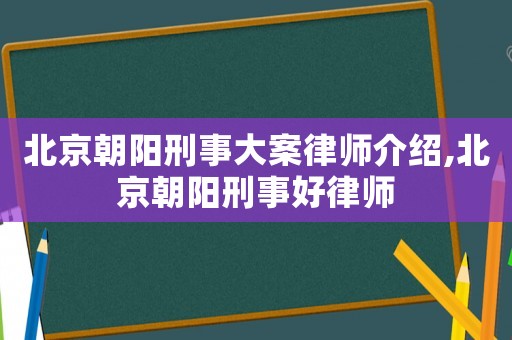 北京朝陽刑事大案律師介紹,北京朝陽刑事好律師
