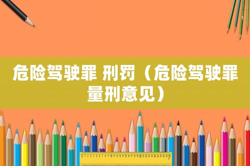 危險(xiǎn)駕駛罪 刑罰（危險(xiǎn)駕駛罪量刑意見）