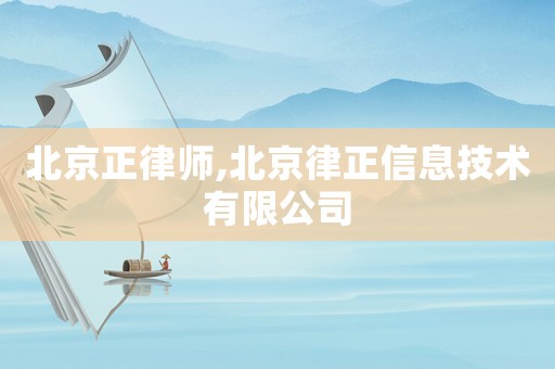 北京正律師,北京律正信息技術有限公司