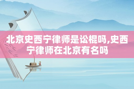 北京史西寧律師是訟棍嗎,史西寧律師在北京有名嗎