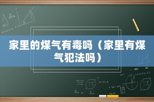 家里的煤氣有毒嗎（家里有煤氣犯法嗎）