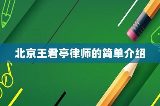 北京王君亭律師的簡單介紹