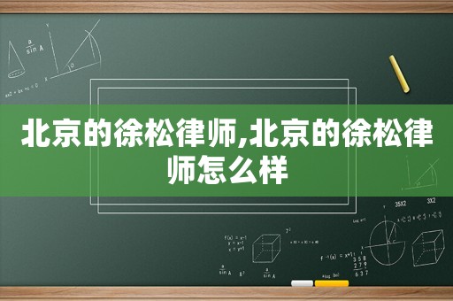 北京的徐松律師,北京的徐松律師怎么樣