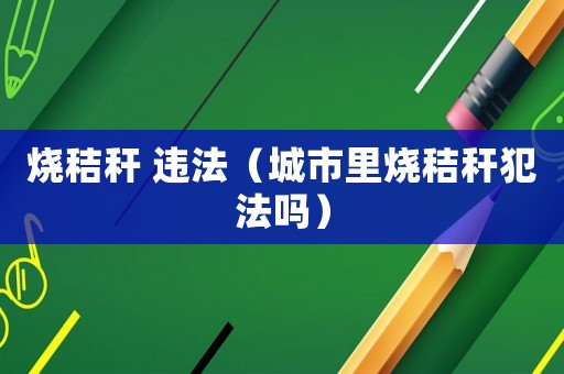 燒秸稈 違法（城市里燒秸稈犯法嗎）
